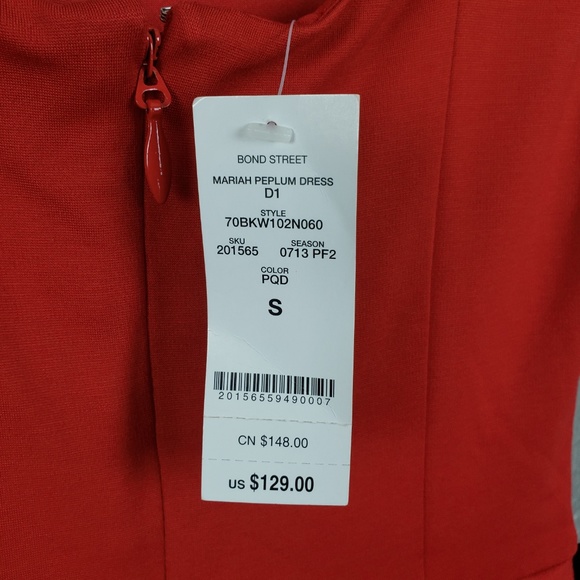 Bebe | Red Cut Mariah Pepulm Dress - Picture 6 of 8